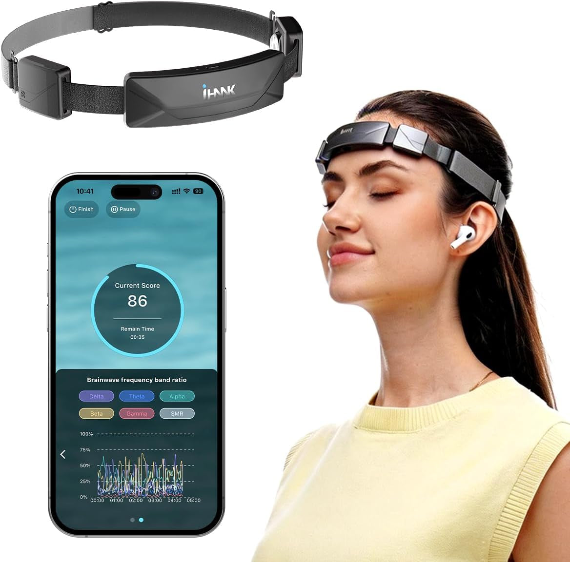 EEG Neurofeedback Headband for Meditation & Brainwave Monitoring, Real-Time Brain Activity Tracker with App, Train Focus, Relaxation & Sleep Preparation