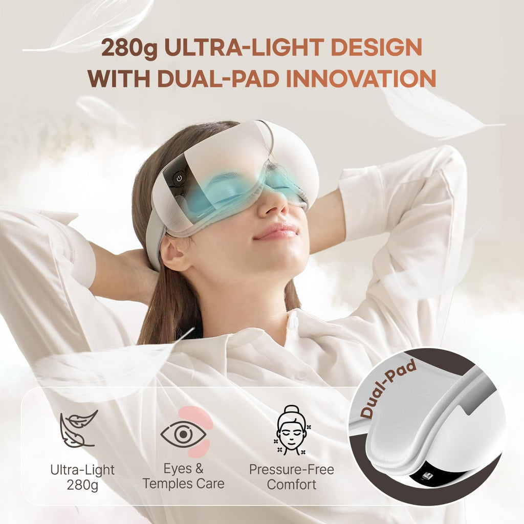 Hubicare Ultra Quiet with Double Pad Eye Massager, under 28Db Heat & Cooling Therapy, Air Compression Eye Care Device for Dry Eyes, Eye Strain and Migraine Relief