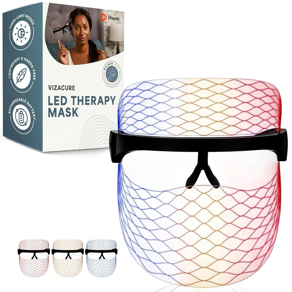 Lifepro Vizacure Red Light Therapy Mask - Seethrough Design - Cordless LED