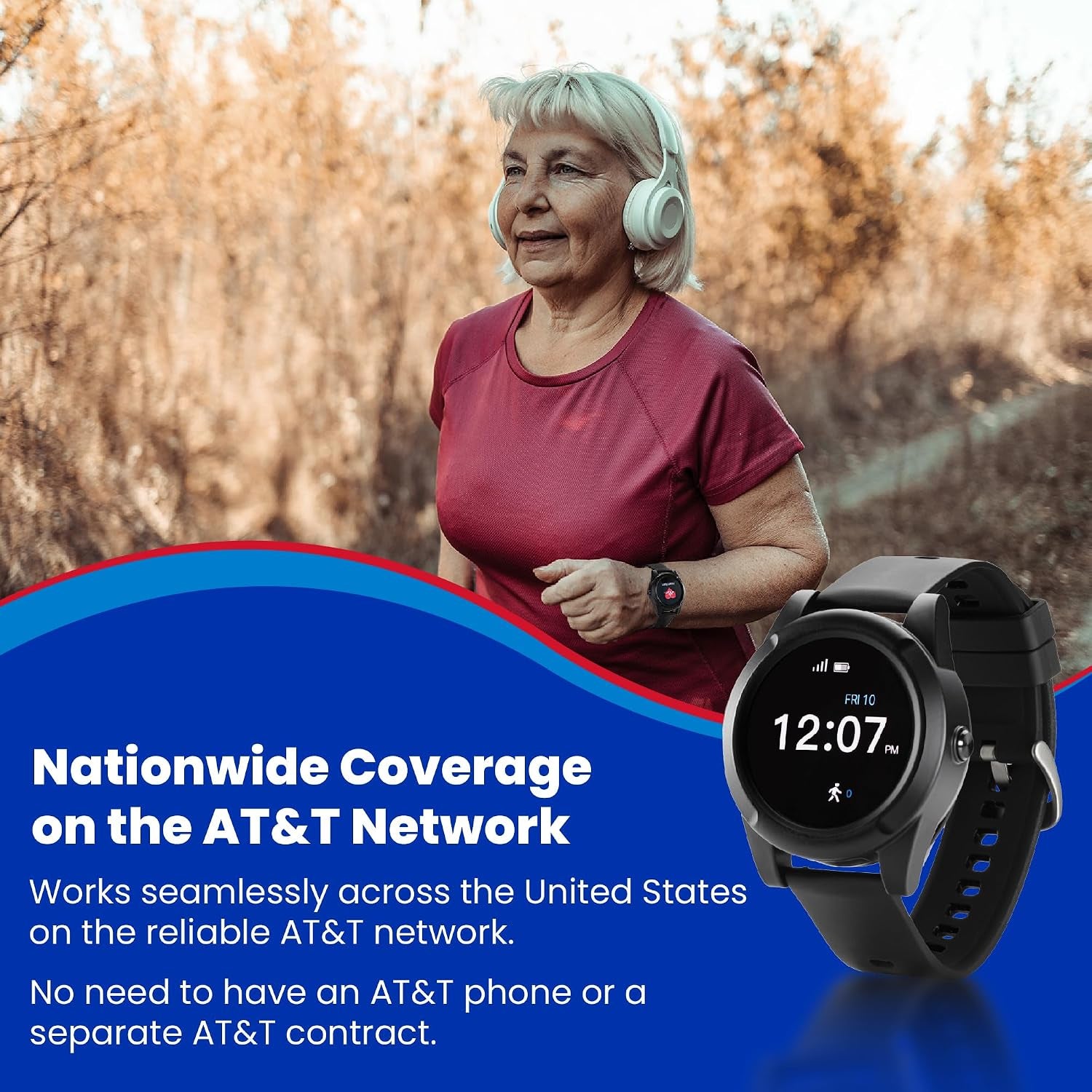 Stride Medical Alert Watch- Assistance Device with GPS Tracking, Emergency Call Button, AT&T Network, Stylish Design