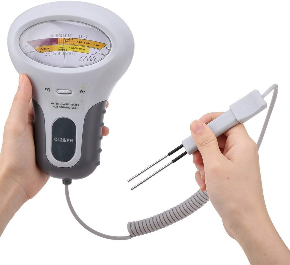 Water Quality Tester, PC-102B CL2 and PH Tester Portable Digital Monitor Analysis Swimming Pool Spa Water Quality Analyzer with Probe