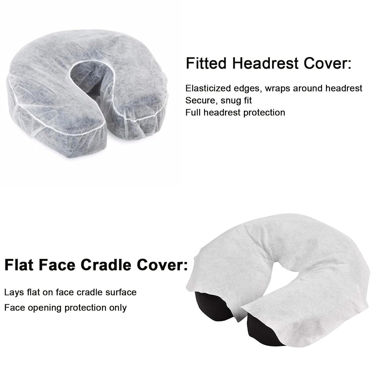 Disposable Fitted Face Cradle Headrest Covers 75-Pack White