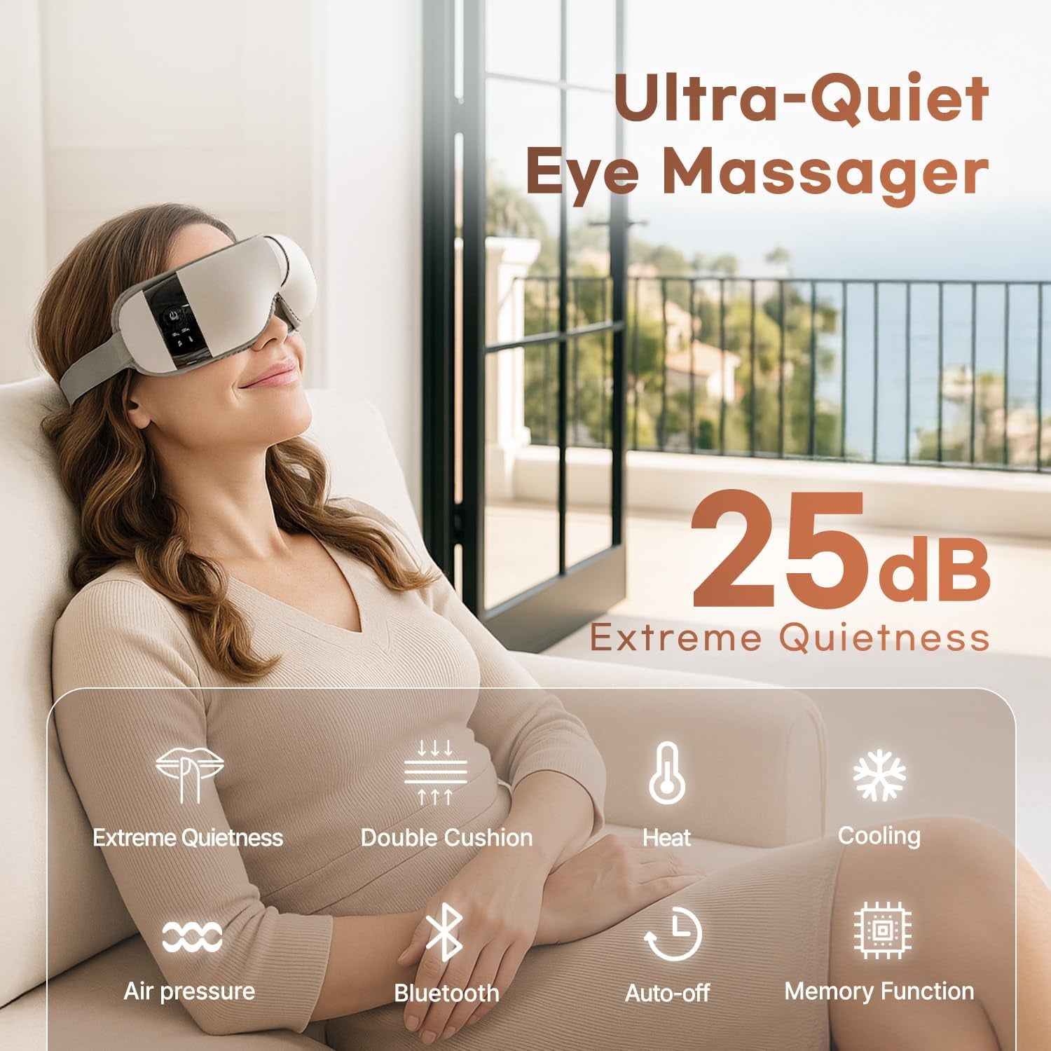 Hubicare Ultra Quiet with Double Pad Eye Massager, under 28Db Heat & Cooling Therapy, Air Compression Eye Care Device for Dry Eyes, Eye Strain and Migraine Relief