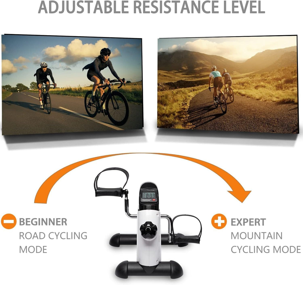 Mini Exercise Bike Pedal Exerciser Foot Peddler Portable Therapy Bicycle with Digital Monitor