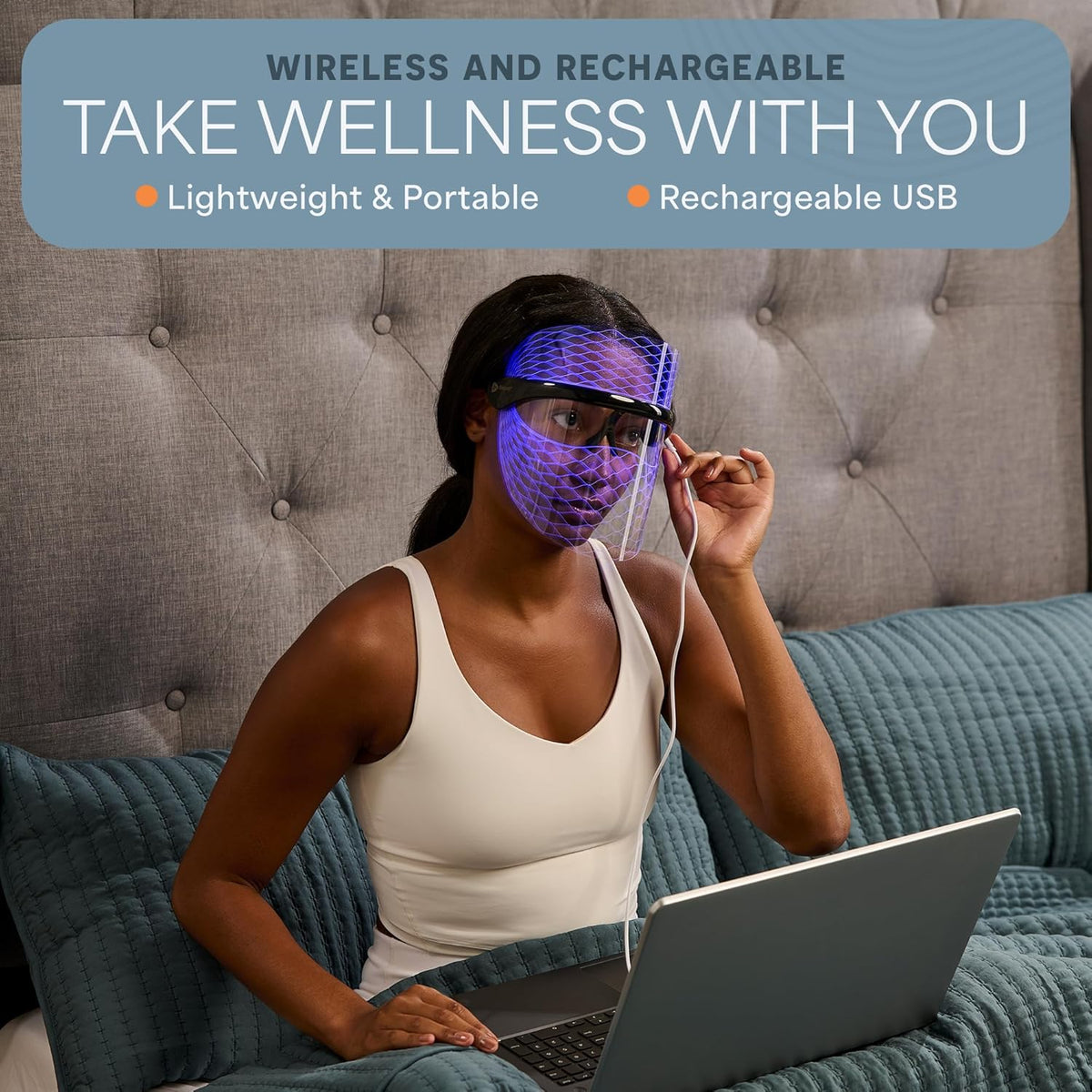 Lifepro Vizacure Red Light Therapy Mask - Seethrough Design - Cordless LED