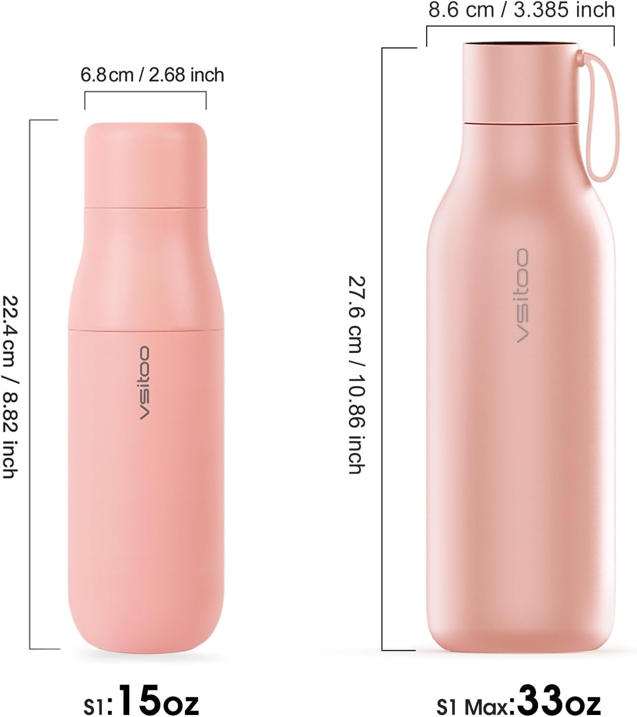 S1 15Oz Mini Insulated Stainless Steel Self-Cleaning Water Bottle