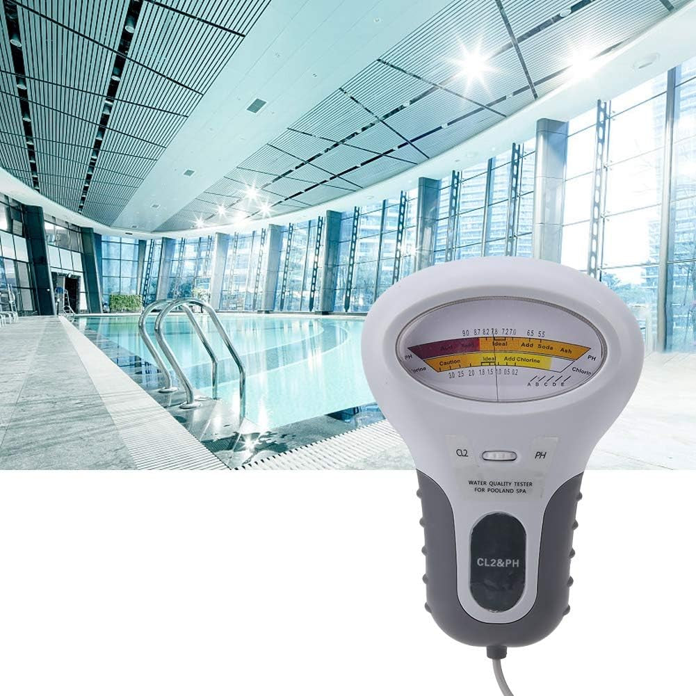 Water Quality Tester, PC-102B CL2 and PH Tester Portable Digital Monitor Analysis Swimming Pool Spa Water Quality Analyzer with Probe