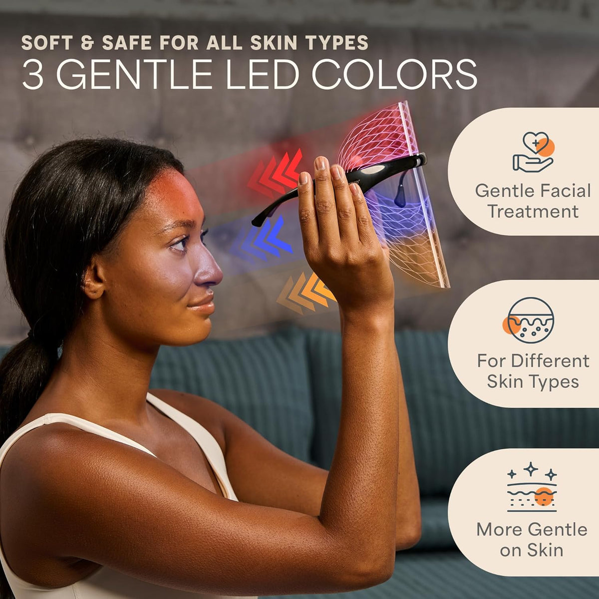 Lifepro Vizacure Red Light Therapy Mask - Seethrough Design - Cordless LED