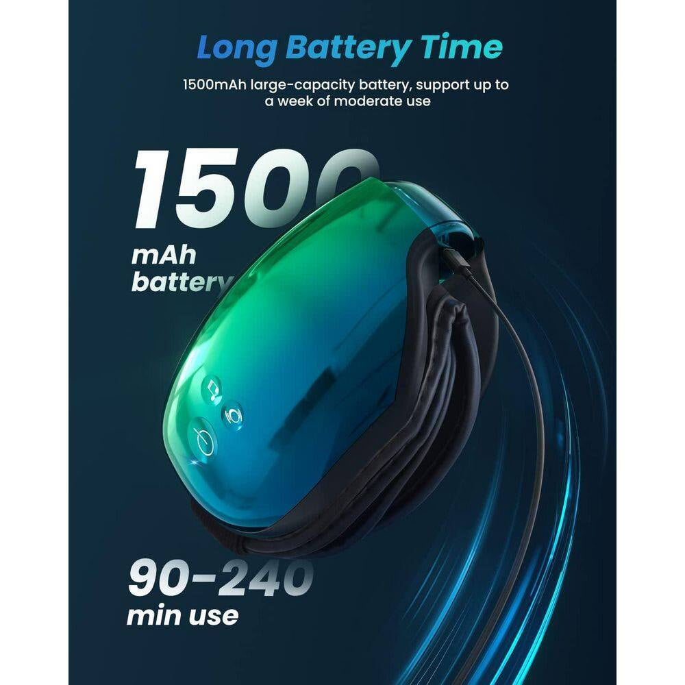 Gradient Green Sleep Eye Massager with Heat and Voice, Portable Foldable Eye Mask for Relaxation, Strain Relief
