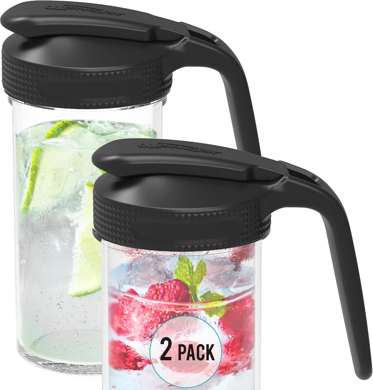 Multi Pour Top Mason Jar Lid with Handle - Wide Mouth Mason Jar Pour Spout Lid Pourer - Ball Mason Jar Pitcher Lid with Handle and Flip Cap