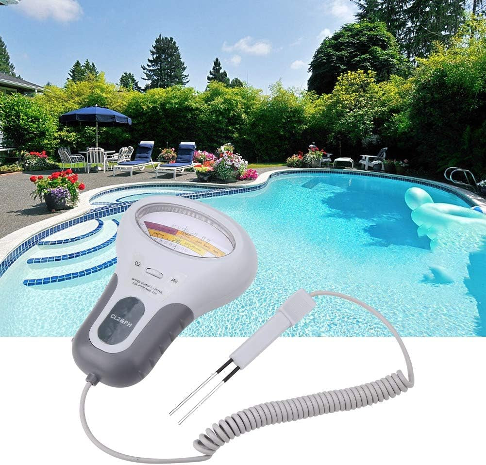 Water Quality Tester, PC-102B CL2 and PH Tester Portable Digital Monitor Analysis Swimming Pool Spa Water Quality Analyzer with Probe