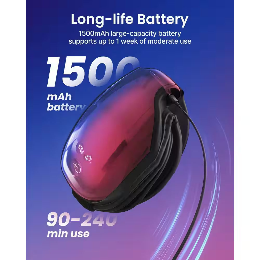 Gradient Purple Sleep Eye Massager with Heat and Voice, Portable Foldable Eye Mask for Relaxation, Strain Relief