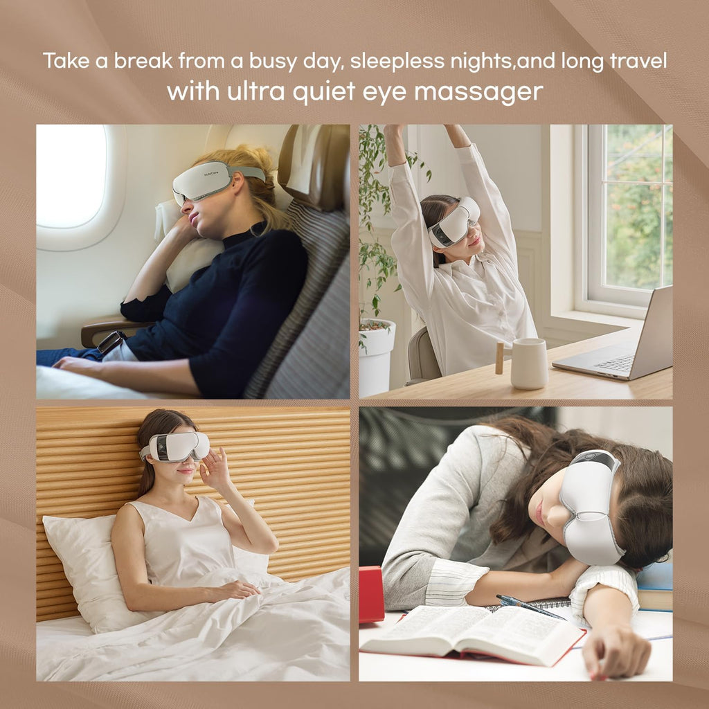 Hubicare Ultra Quiet with Double Pad Eye Massager, under 28Db Heat & Cooling Therapy, Air Compression Eye Care Device for Dry Eyes, Eye Strain and Migraine Relief