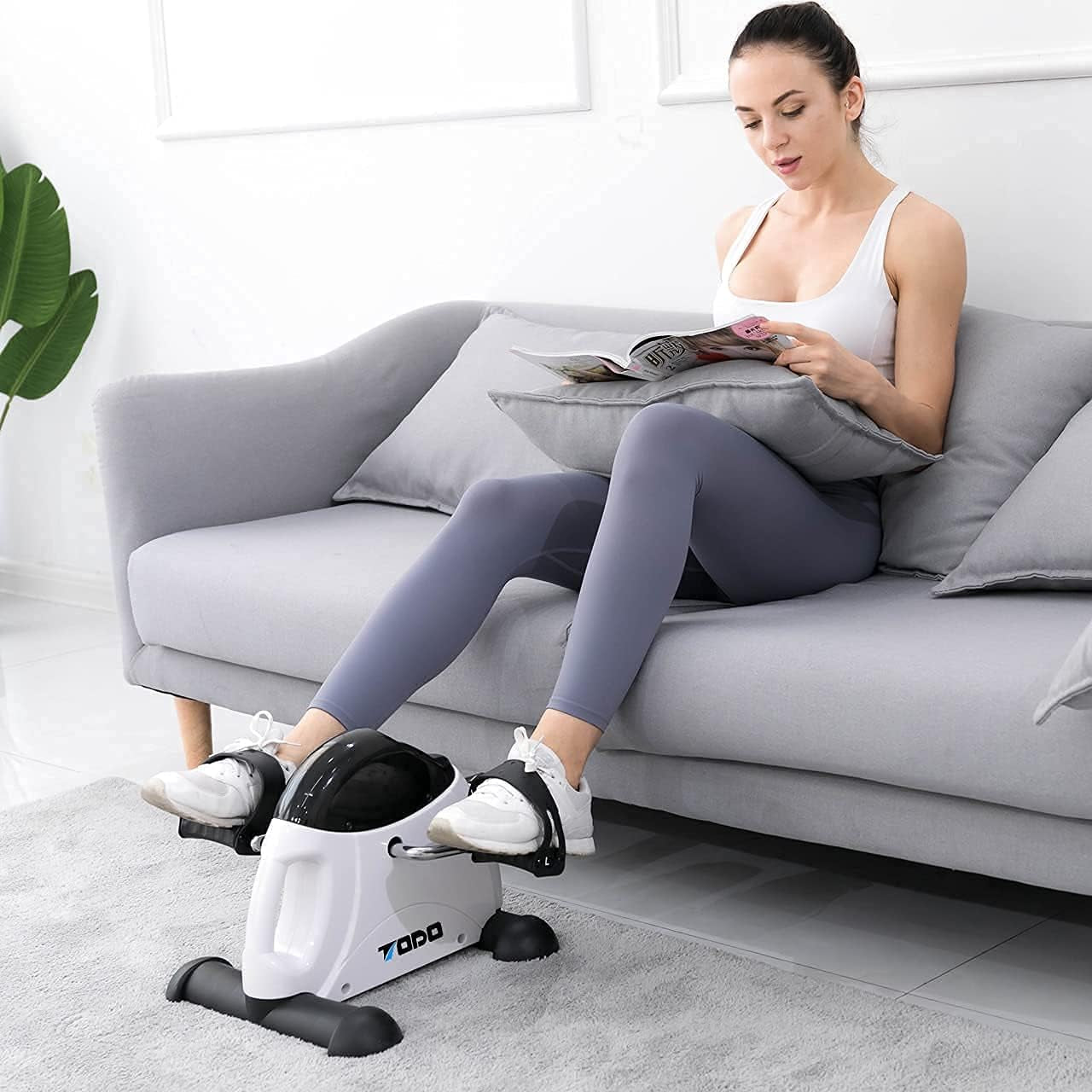 Mini Exercise Bike Pedal Exerciser Foot Peddler Portable Therapy Bicycle with Digital Monitor